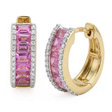 <span style="color:purple">SPECIAL!</span> 1.62ct G SI 14kt Yellow Gold Pink Sapphire Gemstone Hoop Earrings