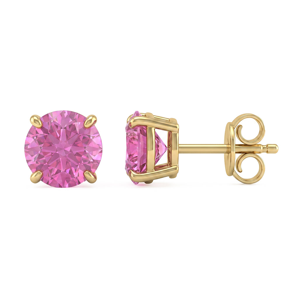 <span style="color:purple">SPECIAL!</span> 1.97ct G SI 14kt Yellow Gold Pink Sapphire Gemstone Stud Earrings