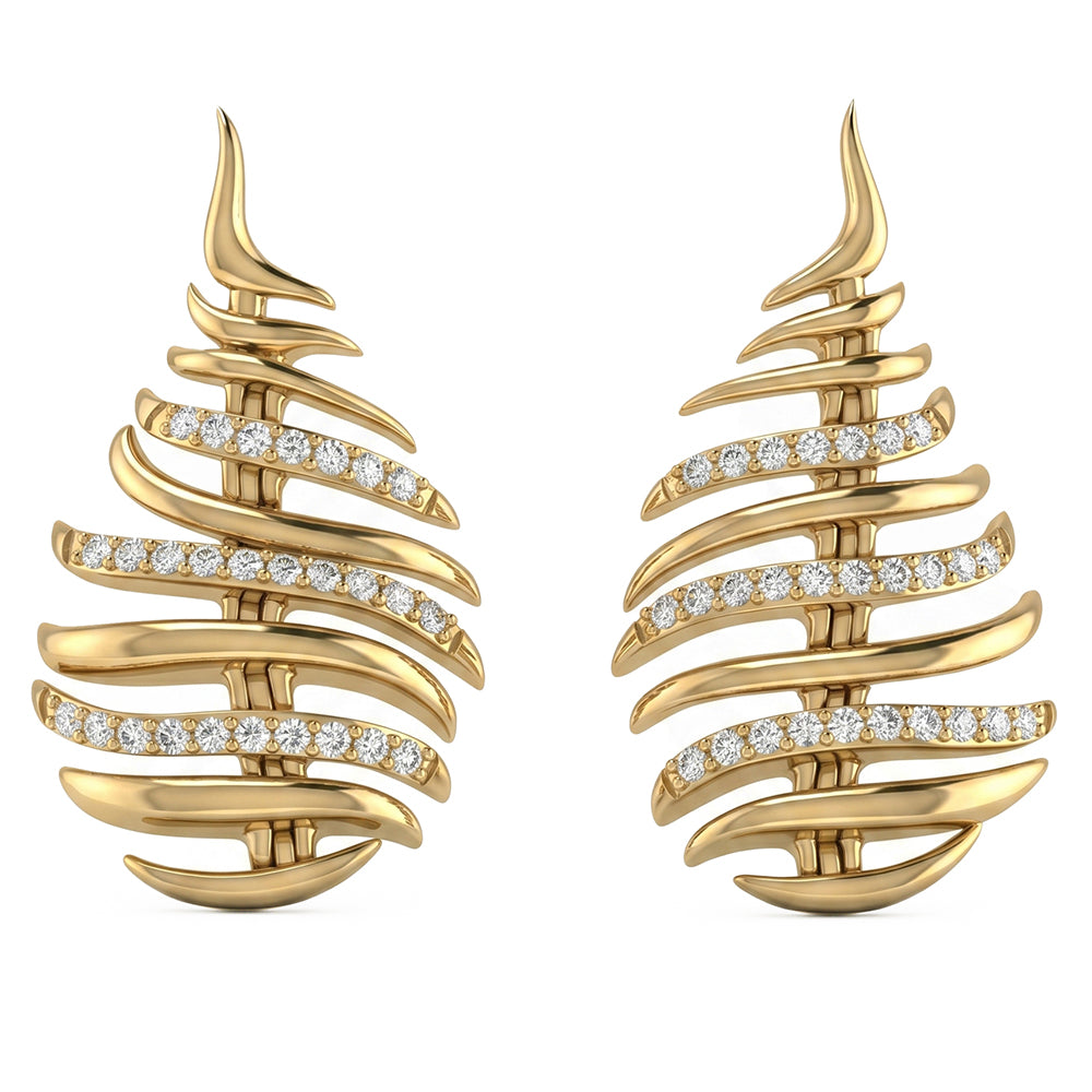 <span style="color:purple">SPECIAL!</span> .19ct G SI 14kt Yellow Gold Modern Diamond Drop Earrings