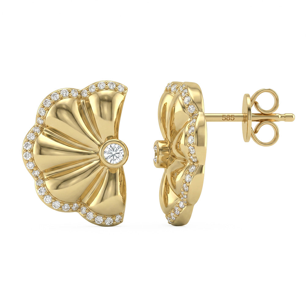 <span style="color:purple">SPECIAL!</span> .21ct G SI 14kt Yellow Gold Modern Diamond Flower Stud Earrings