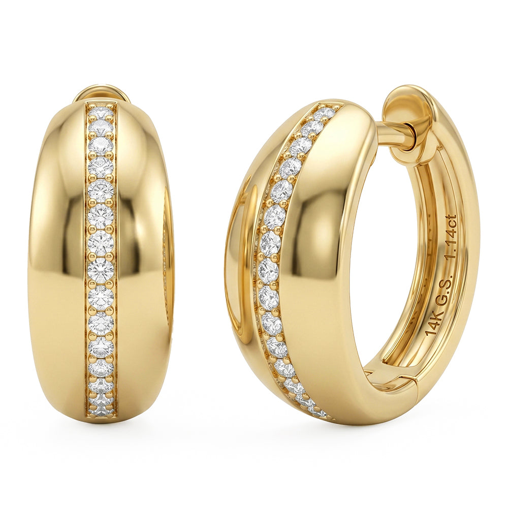 <span style="color:purple">SPECIAL!</span> .11ct G SI 14kt Yellow Gold Modern Hoop Earrings