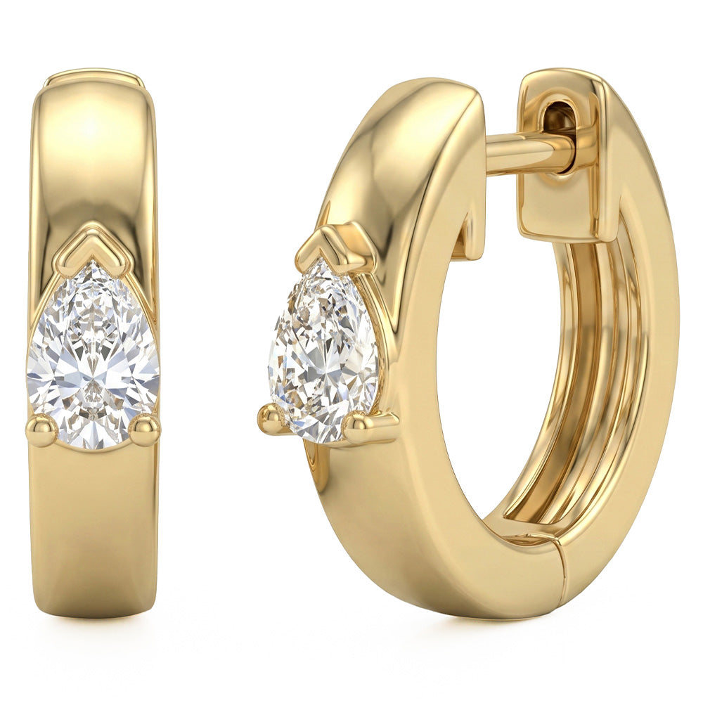 <span style="color:purple">SPECIAL!</span> .22ct G SI 14kt Yellow Gold Diamond Hoop Earrings Post & Click