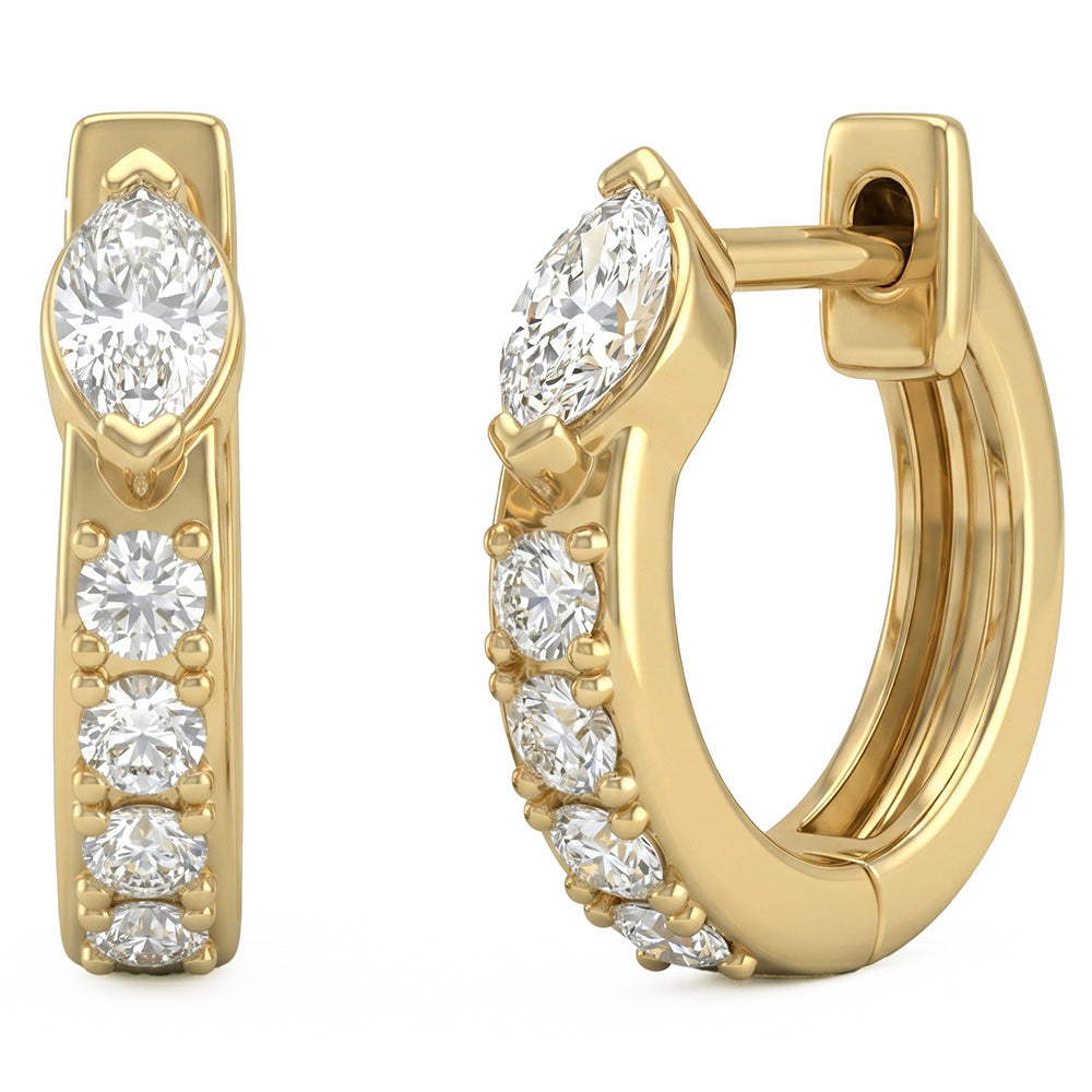 <span style="color:purple">SPECIAL!</span> .47ct G SI 14kt Yellow Gold Diamond Hoop Earrings Post & Click
