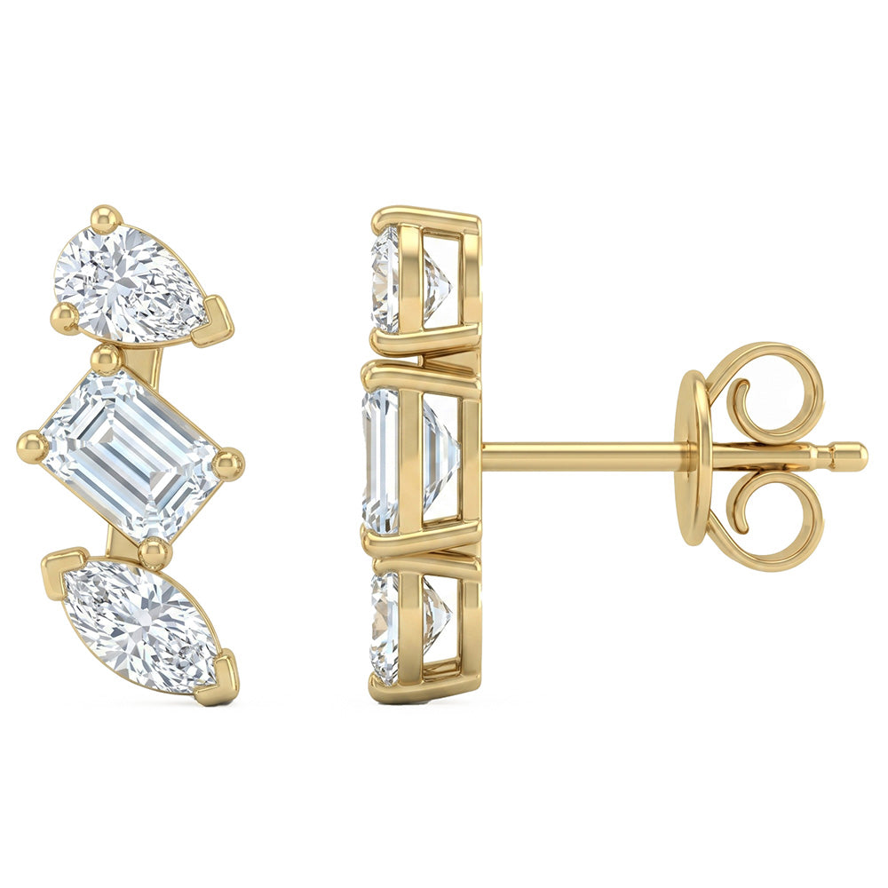 <span style="color:purple">SPECIAL!</span> .69ct G SI 14kt Yellow Gold Diamond Ear Crawler Stud Earrings