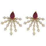 <span style="color:purple">SPECIAL!</span> 1.41ct G SI 14kt Yellow Gold Diamond & Ruby Gemstone Earrings