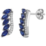<span style="color:purple">SPECIAL!</span> 1.11ct G SI 14kt White Gold Diamond & Blue Sapphire Gemstone Earrings