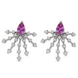 <span style="color:purple">SPECIAL!</span> 1.46ct G SI 14kt White Gold Diamond & Pink Sapphire Gemstone Earrings