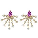<span style="color:purple">SPECIAL!</span> 1.52ct G SI 14kt Yellow Gold Diamond & Pink Sapphire Gemstone Earrings