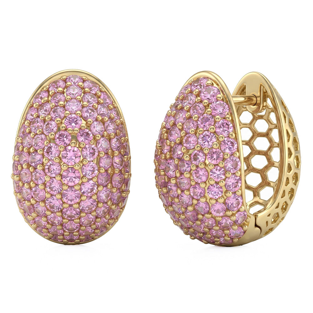<span style="color:purple">SPECIAL!</span> 2.74ct G SI 14kt Yellow Gold Pink Sapphire Gemstone Hoop Earrings