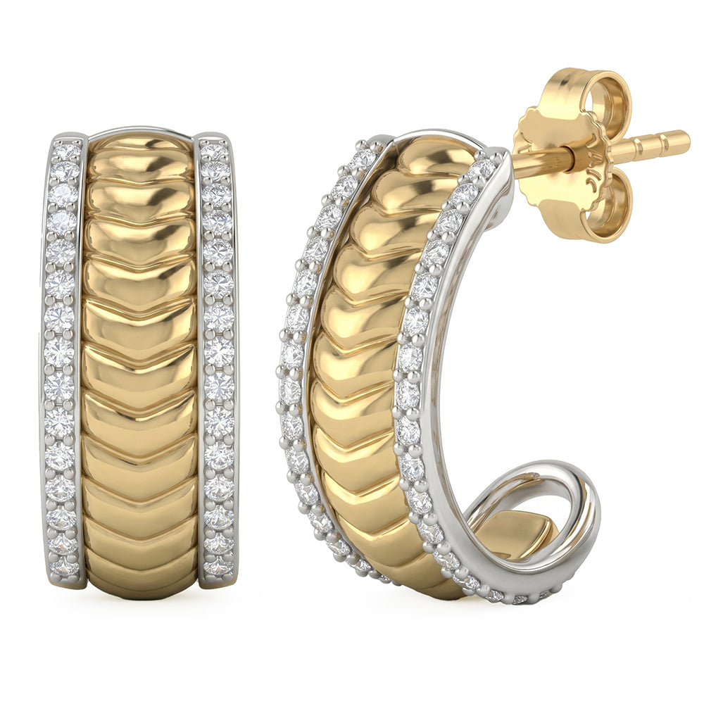 <span style="color:purple">SPECIAL!</span> .24ct G SI 14kt Two Tone Gold Diamond J Hoop Earrings