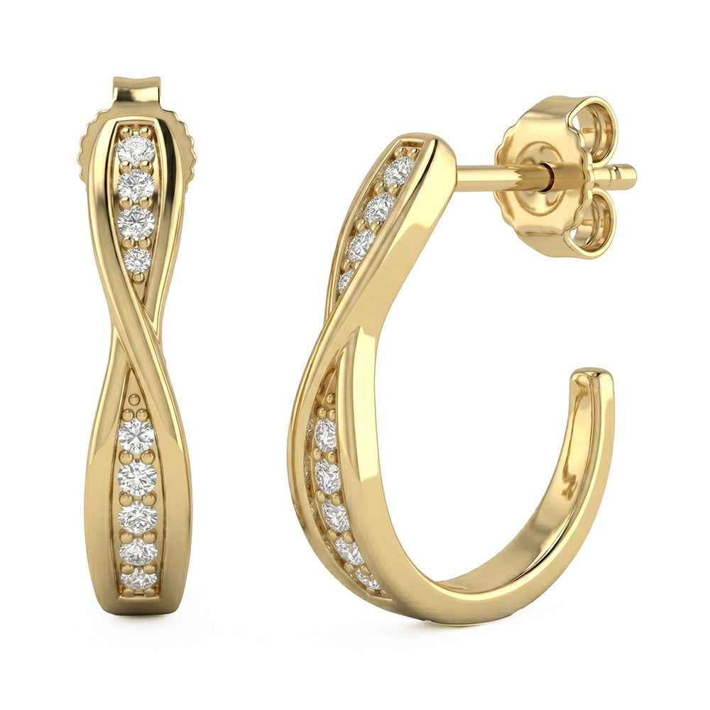 <span style="color:purple">SPECIAL!</span> .34ct G SI 14kt Yellow Gold Diamond J Hoop Earrings