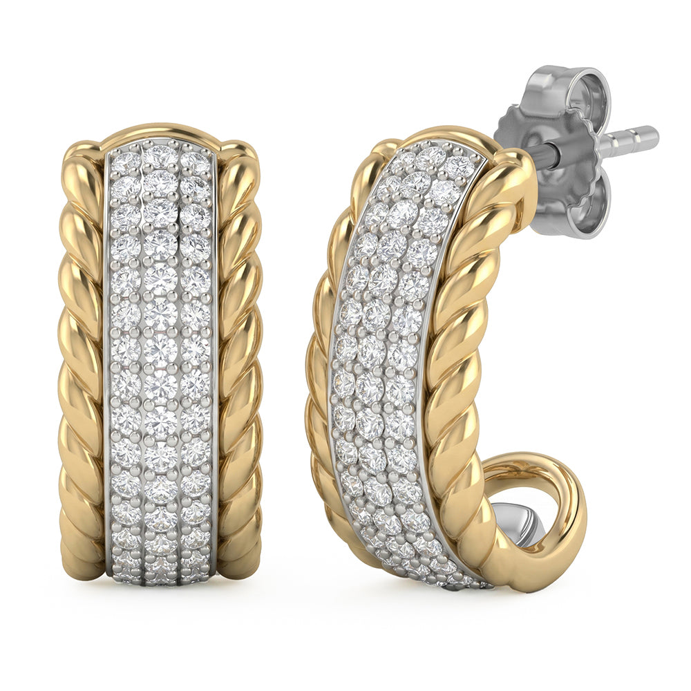 <span style="color:purple">SPECIAL!</span> .39ct G SI 14kt Yellow Gold Diamond J Hoop Earrings