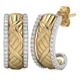 <span style="color:purple">SPECIAL!</span> .24ct G SI 14kt Two Tone Gold Diamond J Hoop Earrings
