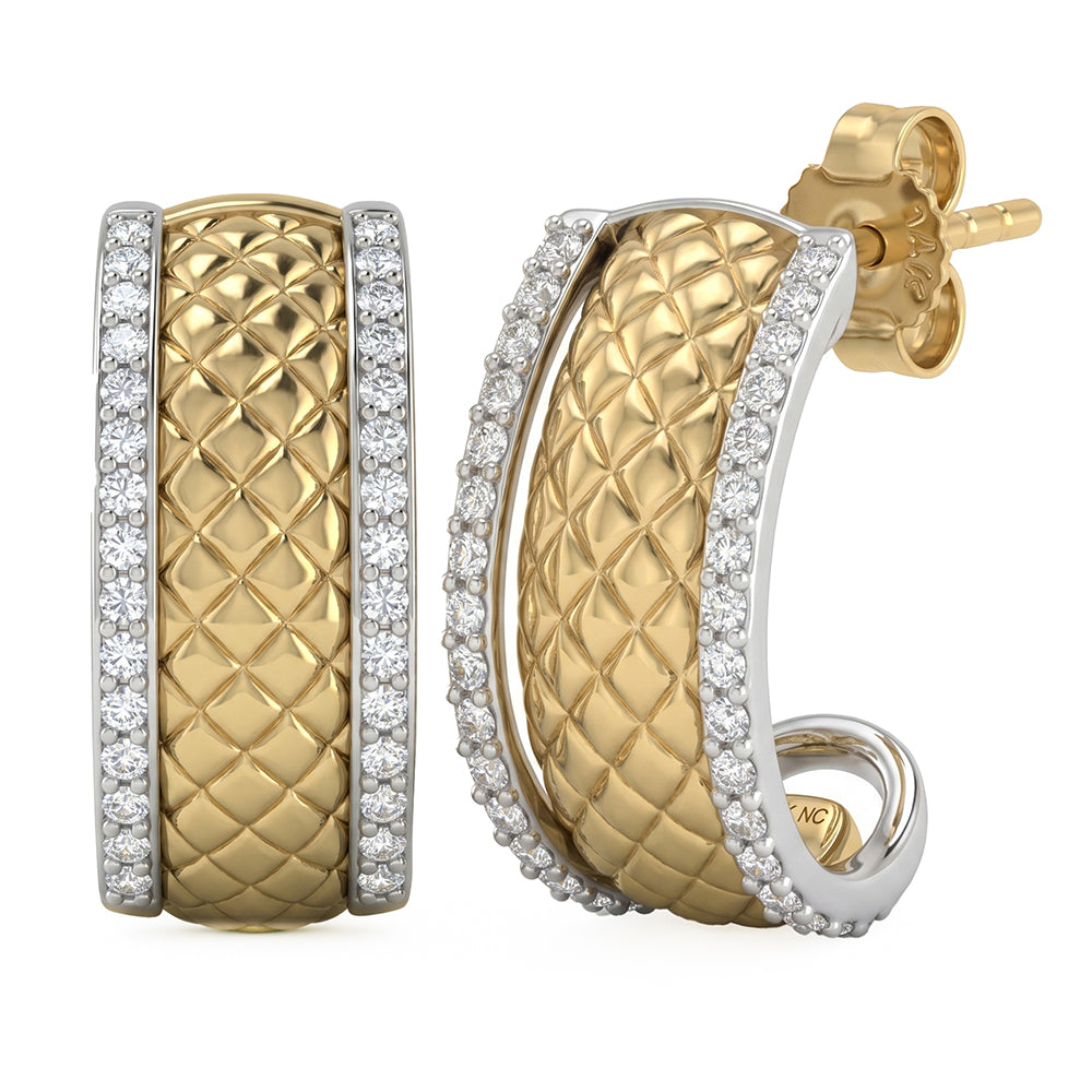 <span style="color:purple">SPECIAL!</span> .24ct G SI 14kt Two Tone Gold Diamond J Hoop Earrings