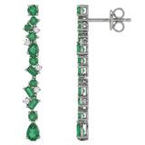 <span style="color:purple">SPECIAL!</span> 1.74ct G SI 14kt White Gold Diamond & Emerald Gemstone Drop Earrings