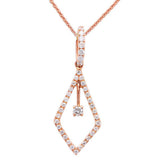 .24ct Diamond Solitaire Drop Dangle Necklace Pendant 14kt Rose Gold 18"