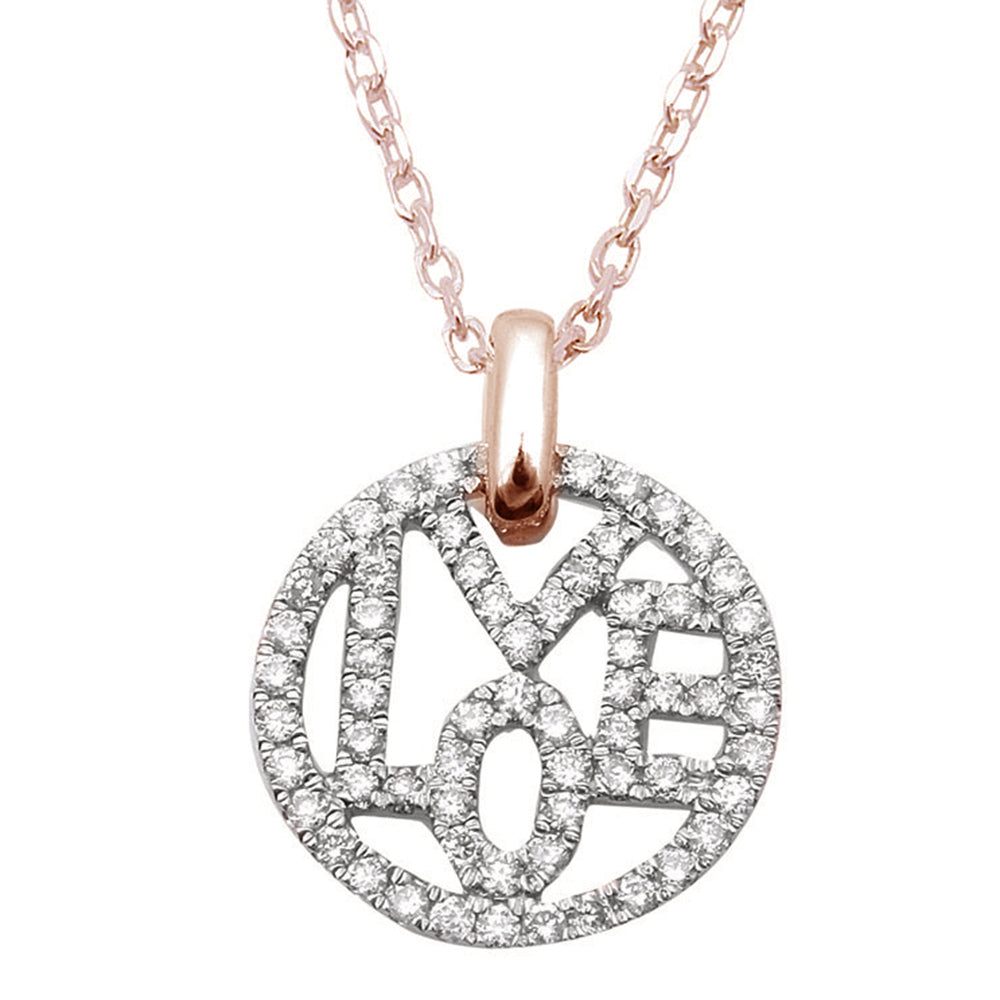 14kt Rose Gold .35ct Diamond LOVE Heart pendant