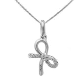 .05ct 14kt White Gold Round Diamond Bow Tie Pendant