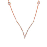 .11ct V Cut Modern Diamond Pendant 14kt Rose Gold 17" Diamond Bezel Chain
