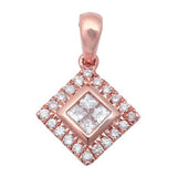 .19ct Diamond Princess Cut Drop Dangle Solitaire 14k Rose Gold Pendant