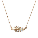 <span>¡CIERRE DE DIAMANTES! </span>.10ct G SI 14kt Oro rosa Diamante Collar con colgante de rama de olivo Cadena de 18"