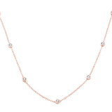 "Diamond by the Yard" .40ct G SI 14K Rose Gold Diamond Pendant Necklace 24" Long