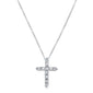 .06ct 14kt White Gold Diamond Cross Pendant Necklace 18" Long