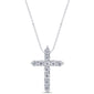 .06ct 14kt White Gold Diamond Cross Pendant Necklace 18" Long