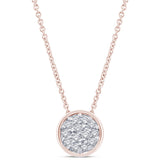 .08ct 14kt Rose Gold Round Diamond Drop Pendant 18" Necklace