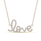 <span style="color:purple">SPECIAL!</span>.16ct G SI 14k Yellow Gold Diamond Heart "Love" Script Pendant Necklace 18" Long