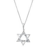 <span>¡LIQUIDACIÓN DE DIAMANTES! </span> Colgante de collar con dije de estrella de David de diamante de oro blanco de 14 quilates de 0,05 quilates, 18"