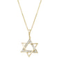 <span style="color:purple">SPECIAL!</span>.05ct 14kt Yellow Gold Diamond Star of David Charm Necklace Pendant 18"