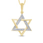 .05ct 14kt Yellow Gold Diamond Star of David Charm Necklace Pendant 18"