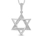 .05ct 14kt White Gold Diamond Star of David Charm Necklace Pendant 18"