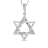 <span>¡LIQUIDACIÓN DE DIAMANTES! </span> Colgante de collar con dije de estrella de David de diamante de oro blanco de 14 quilates de 0,05 quilates, 18"