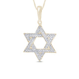 .10ct G SI 14K Yellow Gold Diamond Star of David Pendant Necklace 18"