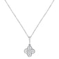 .09cts 14kt White Gold Round Diamond Quatrefoil Pendant Necklace 18" Long