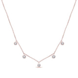 <span>DIAMOND CLOSEOUT! </span>.13cts 14kt Rose Gold 5 Round Diamond Pendant Necklace 18" Long
