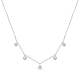 .13cts 14kt White Gold 5 Round Diamond Pendant Necklace 16+2"ext Long