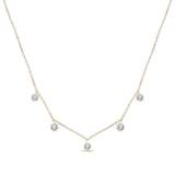 <span>DIAMOND CLOSEOUT! </span>.13cts 14kt Yellow Gold 5 Round Diamond Pendant Necklace 16+2" Ext Long