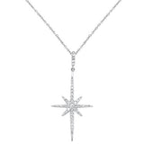 <span>¡OFERTA ESPECIAL DE DIAMANTES! </span>Collar con colgante de diamantes redondos en forma de estrella de oro blanco de 14 kt y 0,19 ct, 45,72 cm de largo