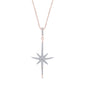 <span>DIAMOND CLOSEOUT! </span>.21ct 14K Rose Gold Diamond Starburst Pendant Necklace 18"