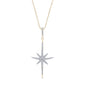 <span>DIAMOND CLOSEOUT! </span>.20cts 14kt Yellow Gold Round Starburst Diamond Pendant Necklace 18" Long