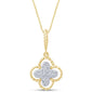 .08ct 14k Yellow Gold Antique Flower Diamond Pendant Necklace 18" Long Chain
