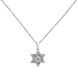 .14ct 14k White Gold Diamond Jewish Star of David Pendant Necklace 18" Long