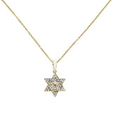 .14ct 14k Yellow Gold Jewish Star of David Diamond Pendant Necklace 18"