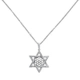 .24ct 14k White Gold Diamond Jewish Star of David Pendant Necklace 18" Long