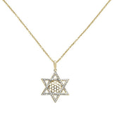 .25ct 14k Yellow Gold Diamond Jewish Star of David Pendant Necklace 18"