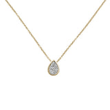 .16ct 14k Yellow Gold Diamond Pear Solitaire Pendant Necklace 18" Long