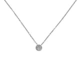 .15ct 14k White Gold Diamond Pendant Round Solitaire Necklace 18" Long